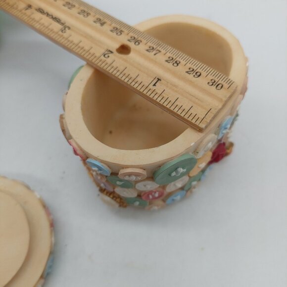 Dezine Trinket Box 3D Buttons Baubles Cherub Oval 1993 Hand Painted 3.5" READ - Picture 15 of 16